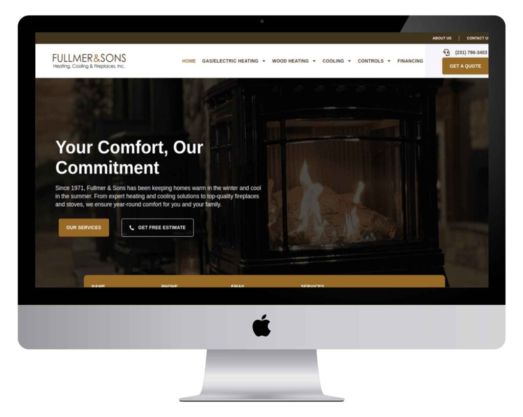 FullmerAndSons web design for small businesses with a professional, trusted business website
