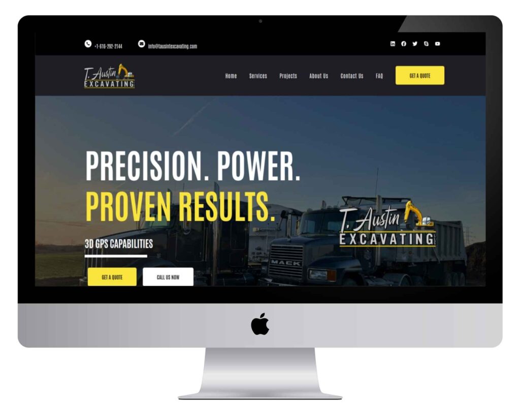 Taustinexcavating professional excavation website design showcasing site preparation services and reliable service layout