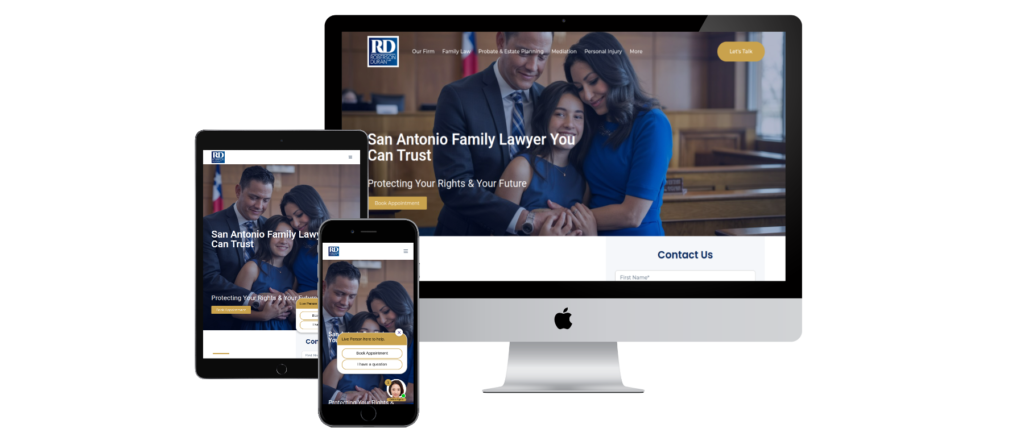 RD Family Law Firm WordPress website featuring family law services, attorney profiles, consultation booking, and responsive design